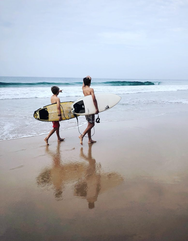 Hikkaduwa beach in Sri Lanka, popular for surfing and snorkeling
