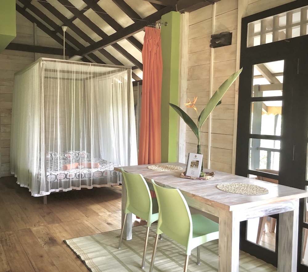 Wood eco studio interior at Kundala House in Hikkaduwa, Sri Lanka