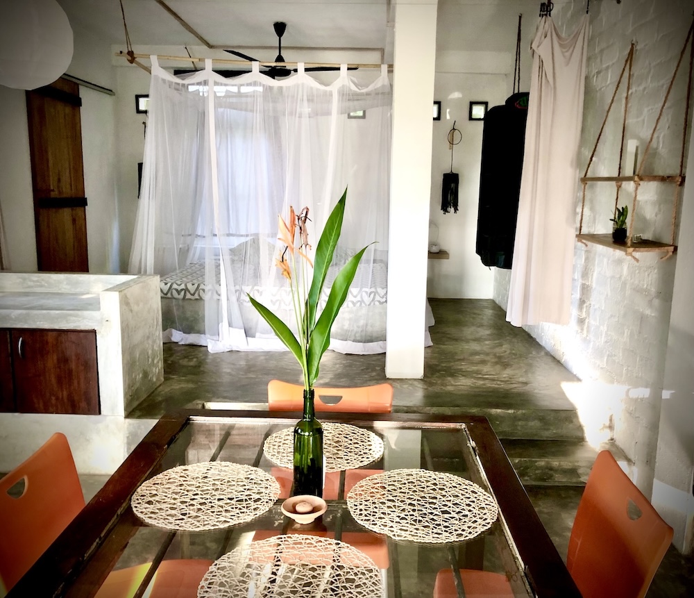 Eco-designed studio interior at Kundala House in Hikkaduwa