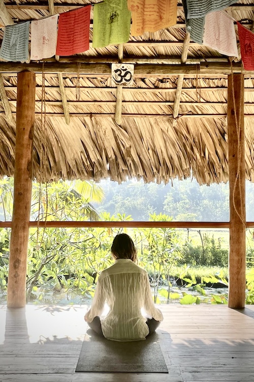 Open-air yoga shala surrounded by nature at Kundala House in Hikkaduwa